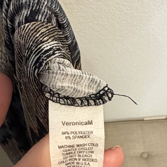 Veronica M multi color Zigzag Maxi Dress with low v neck and square back Small - Picture 3 of 10